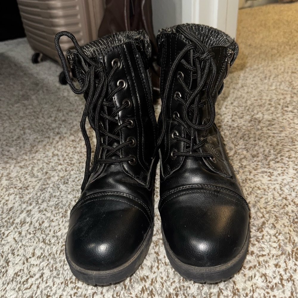 Black Lace-Up Combat Boots